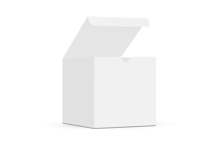 White Blank Square Box With Opened Lid, Side View Product Image 1