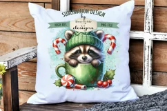 Raccoons in Mugs Sublimation Designs | Christmas PNG Product Image 5