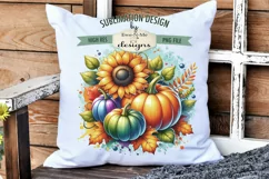 Colorful Pumpkins Sunflowers Sublimation Designs | Fall PNG Product Image 5
