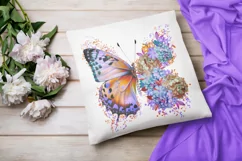 Floral Buttterfly Png Sublimation Design, Flower Butterfly Product Image 1
