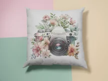 Floral Photo Camera With Pink Flowers Vintage Design Png Product Image 7