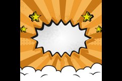 Square pop art comic background style with cloud and stars Product Image 2