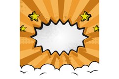 Square pop art comic background style with cloud and stars Product Image 1