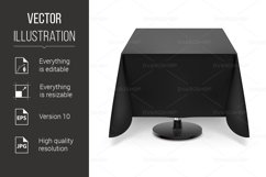 Square table with black tablecloth. Product Image 1