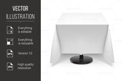 Square table with white tablecloth. Product Image 1