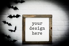 Square Wood Sign Halloween Mockup| Add SVG Add Sublimation Product Image 1
