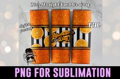 orange tumbler design on tumbler mockup with bokeh light background