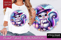 Squirrel Halloween Round Tshirt Background Cute Animal PNG Product Image 1