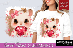 Squirrel Valentine Square Tshirt Background Cute Valentines Product Image 1