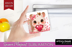 Squirrel Valentine Magnet Sublimation Cute Valentines Day Product Image 1