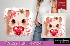 Squirrel Valentine Tote Bag Cute Valentines Day Tote Bag PNG Product Image 1