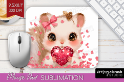 Squirrel Valentine Mouse Pad Sublimation Cute Valentines Day Product Image 1
