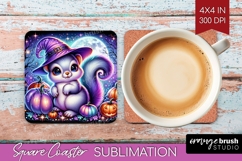 Squirrel Halloween Square Coaster Cute Animal Coaster PNG Product Image 1