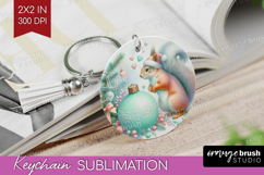 Squirrel Pastel Christmas Keychain PNG Coquette Xmas Product Image 1