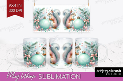 Squirrel Pastel Christmas Mug Wrap Coquette Xmas Mug PNG Product Image 1