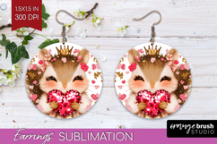 Squirrel Valentine Round Earrings Cute Valentines Day PNG Product Image 1