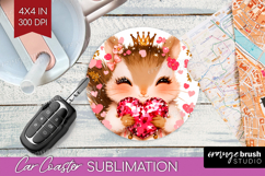 Squirrel Valentine Car Coaster Cute Valentines Day Coaster Product Image 1