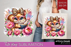 Squirrel Reading Tote Bag Book Lover Tote Bag PNG Product Image 1