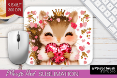 Squirrel Valentine Mouse Pad Sublimation Cute Valentines Day Product Image 1
