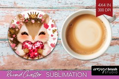 Squirrel Valentine Round Coaster Cute Valentines Day Coaster Product Image 1