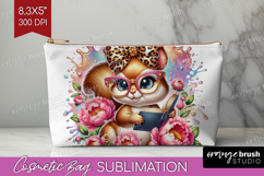 Squirrel Reading Cosmetic Bag Book Lover Makeup Bag PNG Product Image 1