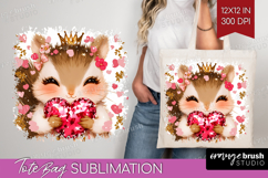 Squirrel Valentine Tote Bag Cute Valentines Day Tote Bag PNG Product Image 1