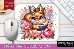 Squirrel Reading Mouse Pad Sublimation Book Lover Mousepad Product Image 1