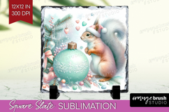 Squirrel Pastel Christmas Slate PNG Coquette Xmas Square Product Image 1