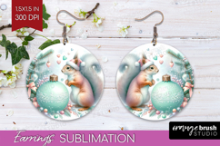 Squirrel Pastel Christmas Round Earrings Coquette Xmas PNG Product Image 1