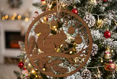 Squirrel Christmas Ornament SVG, Holiday Laser Cut Design Product Image 2