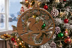 Squirrel Scarf Christmas Ornament SVG, Holiday Laser Cut Product Image 2