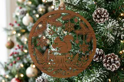 Squirrel Snowflake Christmas Ornament SVG, Holiday Laser Cut Product Image 2