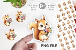 Squirrel Spring Bouquet Sticker Product Image 1