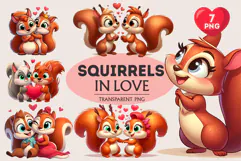 Squirrels in love. Valentine's Day, PNG. Product Image 1