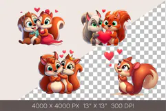 Squirrels in love. Valentine's Day, PNG. Product Image 2