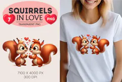 Squirrels in love. Valentine's Day, PNG. Product Image 5