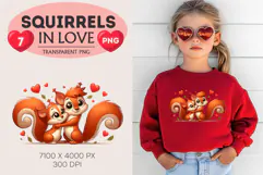 Squirrels in love. Valentine's Day, PNG. Product Image 6