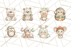Chubby Christmas Critters PNG Cute Holiday Animal Clipart Product Image 4