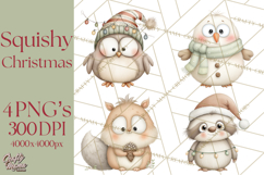 Chubby Christmas Critters PNG Cute Holiday Animal Clipart Product Image 1