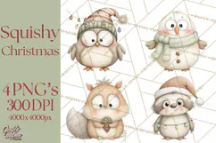 Chubby Christmas Critters PNG Cute Holiday Animal Clipart Product Image 1