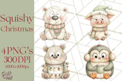 Chubby Christmas Critters PNG Cute Holiday Animal Clipart Product Image 1