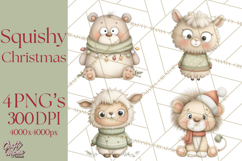 Chubby Christmas Critters PNG Cute Holiday Animal Clipart Product Image 1