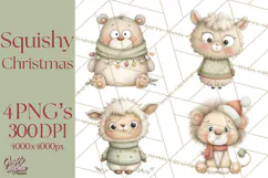 Chubby Christmas Critters PNG Cute Holiday Animal Clipart Product Image 1
