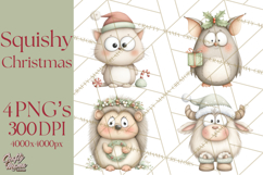 Chubby Christmas Critters PNG Cute Holiday Animal Clipart Product Image 1