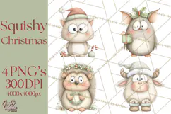 Chubby Christmas Critters PNG Cute Holiday Animal Clipart Product Image 1