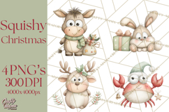 Chubby Christmas Critters PNG Cute Holiday Animal Clipart Product Image 1