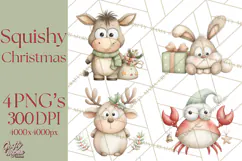 Chubby Christmas Critters PNG Cute Holiday Animal Clipart Product Image 1