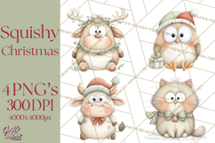 Chubby Christmas Critters PNG Cute Holiday Animal Clipart Product Image 1