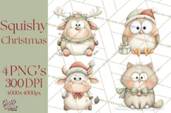 Chubby Christmas Critters PNG Cute Holiday Animal Clipart Product Image 1