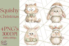 Chubby Christmas Critters PNG Cute Holiday Animal Clipart Product Image 1